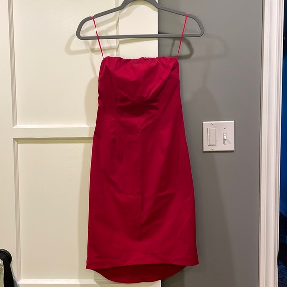 j crew red strapless dress J. CREW 100% Linen Constellation Strapless Dress Fully Lined Pockets! Size 0